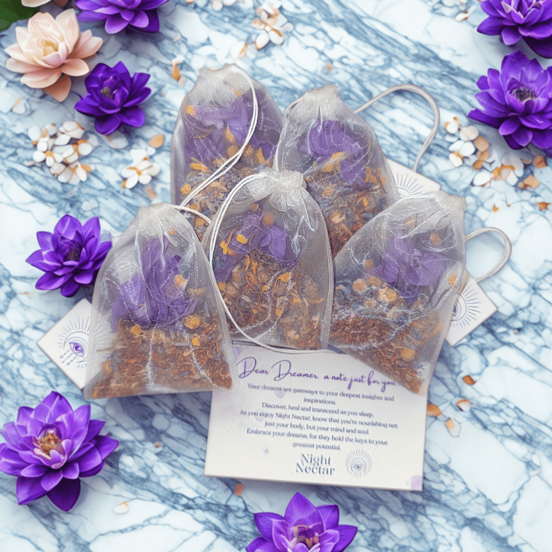 Night Nectar Sleep &amp; Dream Tea Sample Pack – 5 Hand - Made Herbal Sachets - 5pack | Night Nectar